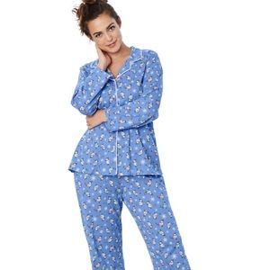 Hanes Birds Holiday Notched Collar Knit Pajama Set